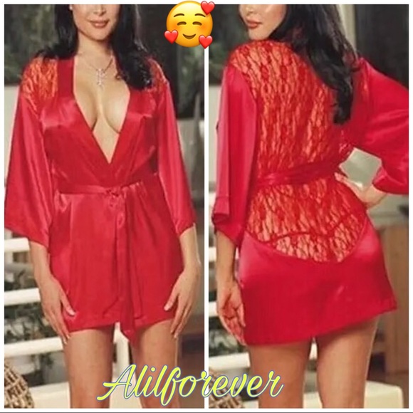 🌹 Super Sexy Red Lace Lingerie Robe🥰 - Picture 4 of 4